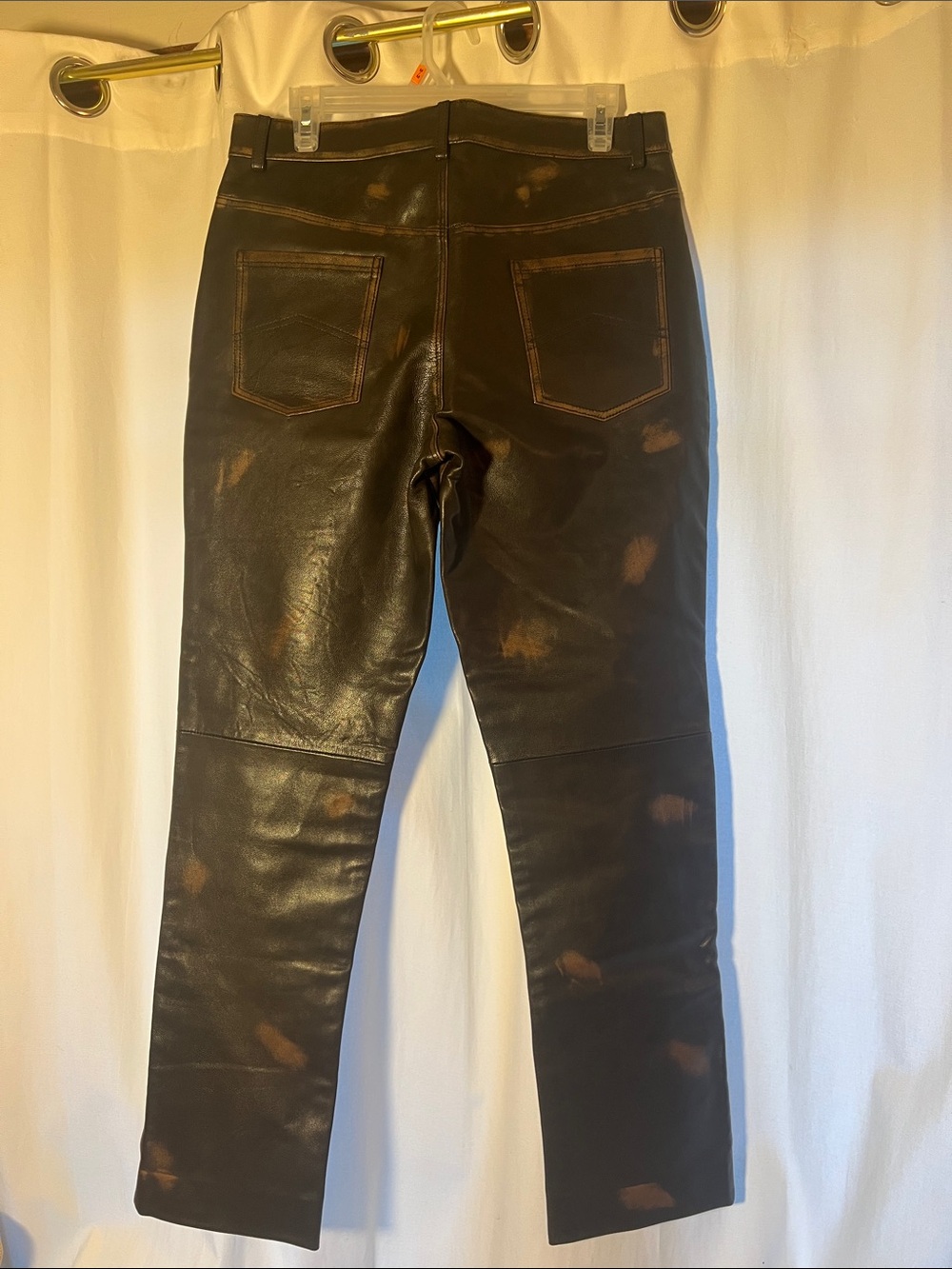 Men’s 100% Genuine Dark Brown Leather Pants - Picture 4 of 11